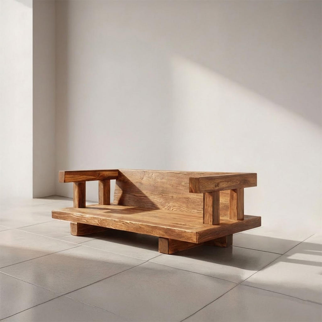 Modern Solid Wood Platform Sofa Living Room Minimalist Lounge Couch