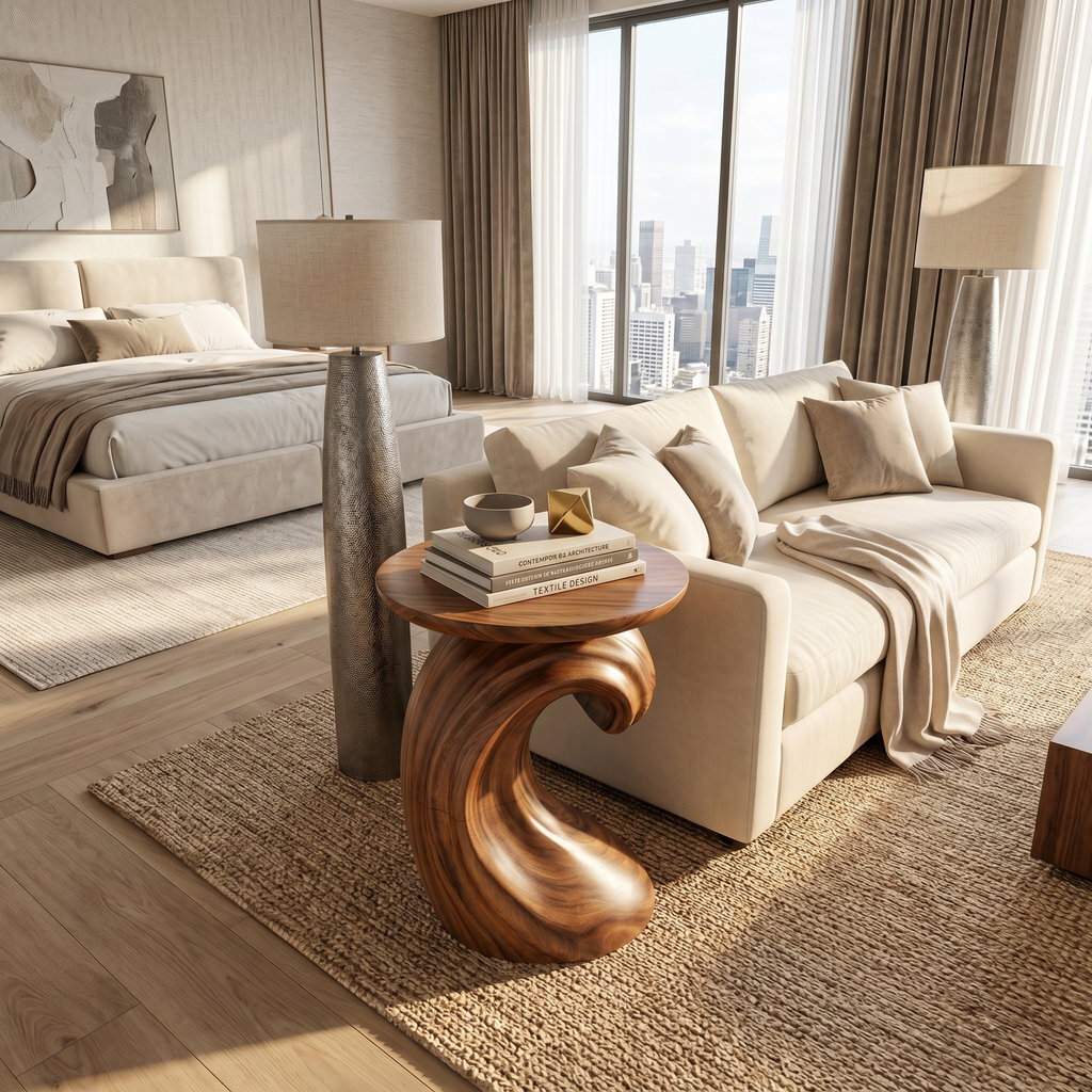 Rustic Tree Base Accent Table Master Bedroom