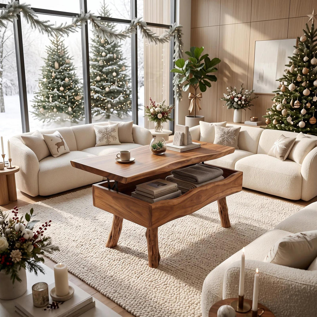 Rustic Xmas Live Edge Coffee Table Mountain Lodge