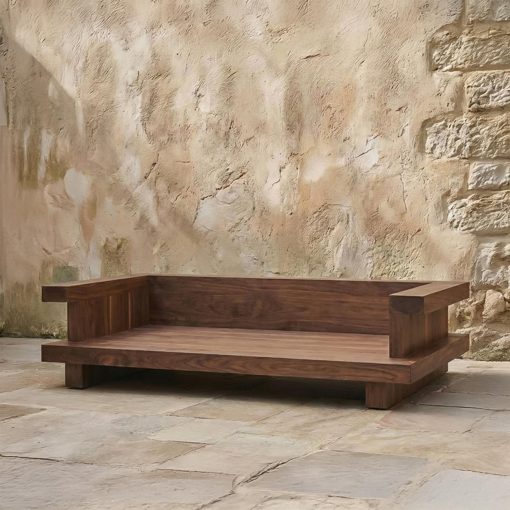 Minimal Platform Sofa Frame, Solid Wood Clean Low Arm Daybed/Couch Base for Living Room, Lounge Furniture