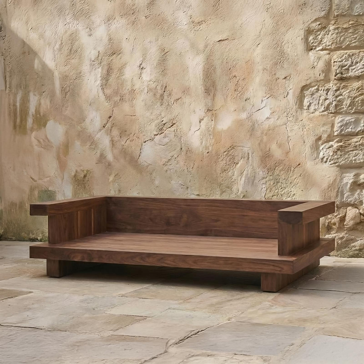 Minimal Platform Sofa Frame, Solid Wood Clean Low Arm Daybed/Couch Base for Living Room, Lounge Furniture