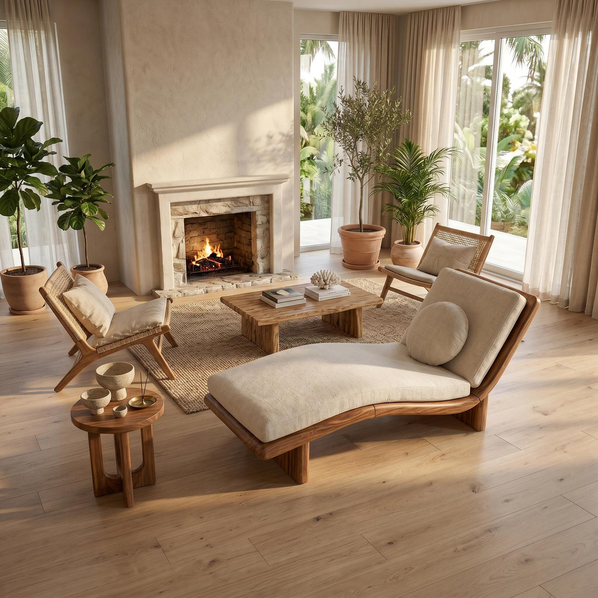 Spry Interior Minimalist Solid Walnut Chaise Lounge, Serene Coastal Daybed Sleeper Sofa for Living Room, SILDTTRDB005