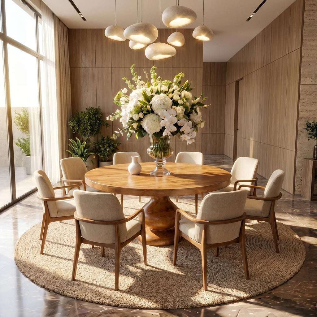 Scandinavian Modern Dining Table, Minimalist Handcrafted Solid Wood Kitchen Table for Dining Room