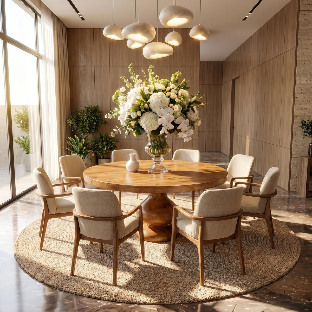 Scandinavian Modern Dining Table, Minimalist Handcrafted Solid Wood Kitchen Table for Dining Room