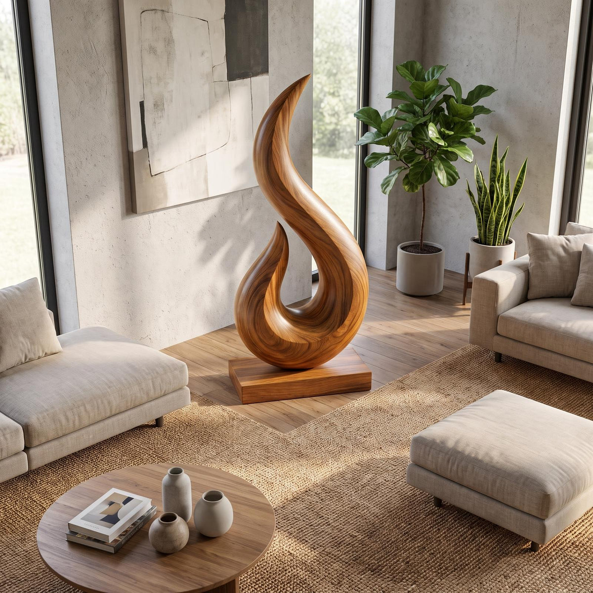 Spry Interior Handcrafted Abstract Wood Sculpture, 3D Hanging Wall Art Decor Statue for Outdoor Garden & Patio Wall Design, SILDTTRAS010