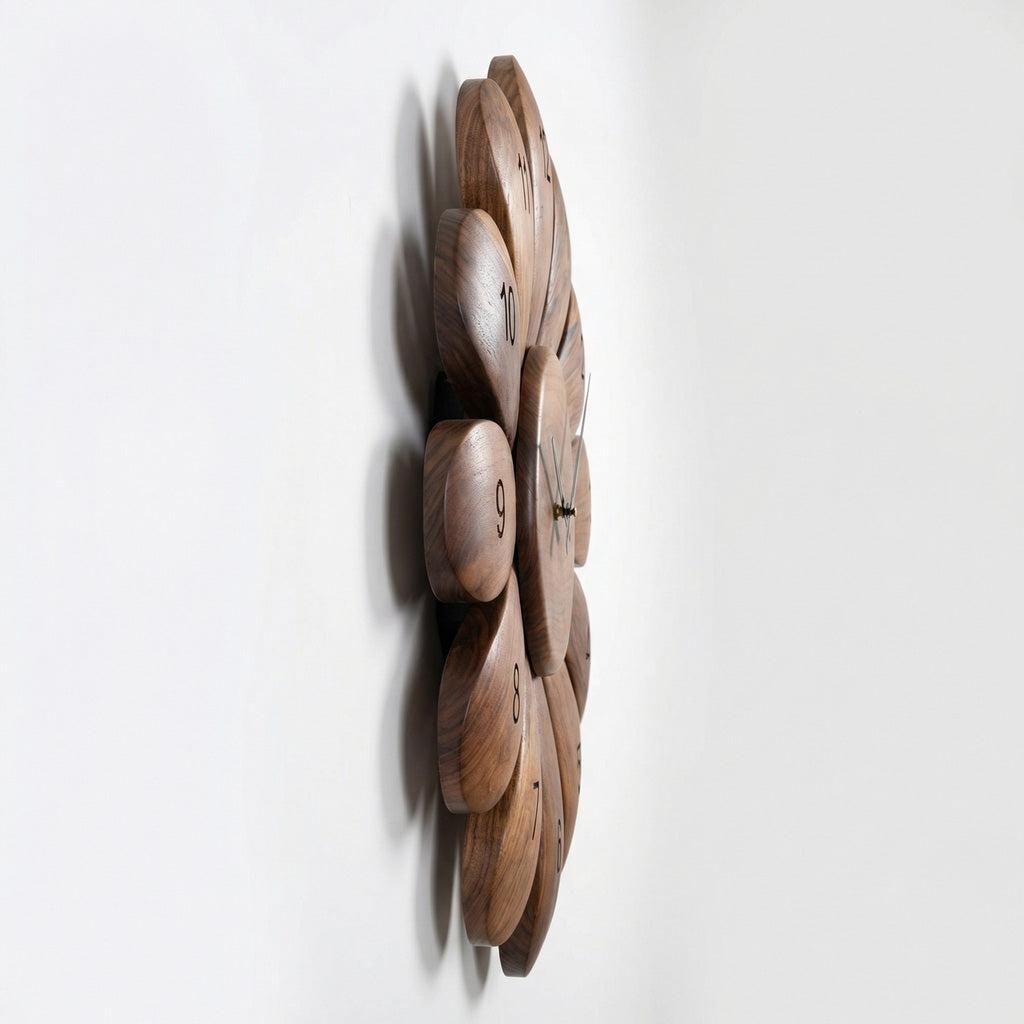 Handcrafted Wooden Wall Clock, Solid Wood Decorative Silent Timepiece for Modern Living Room Office