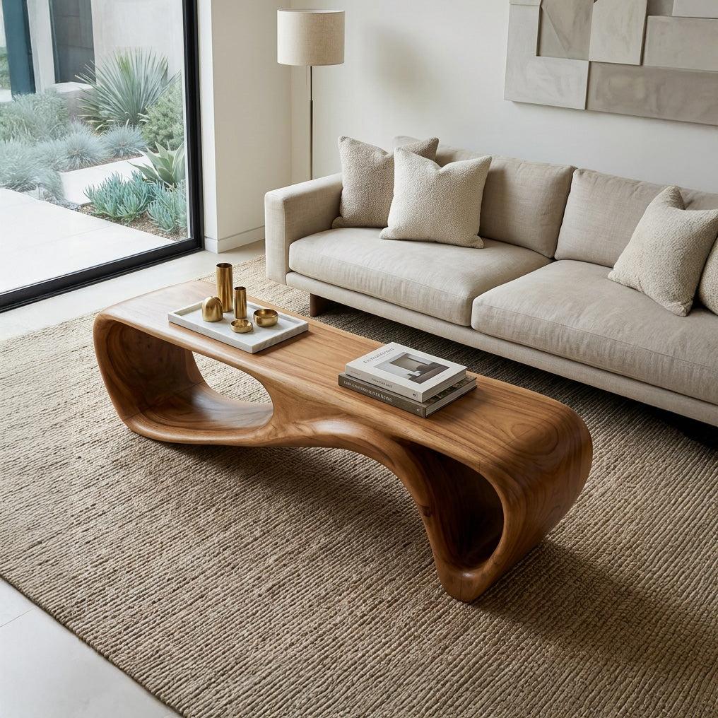 Curved Wooden Bench For Minimalist Living Room Decor RTTHHNCHR138