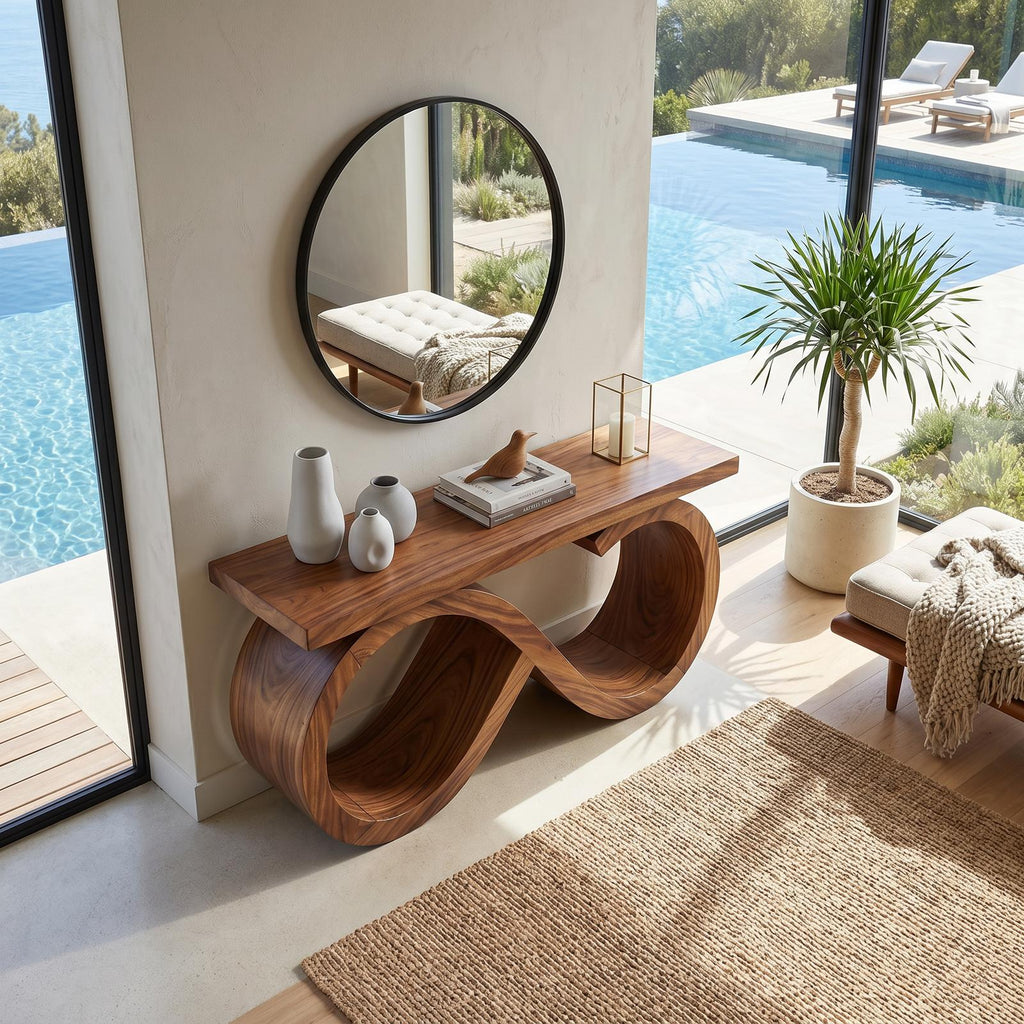 Contemporary Infinity Loop Console Table Modern Hallway SILDTTRCS072