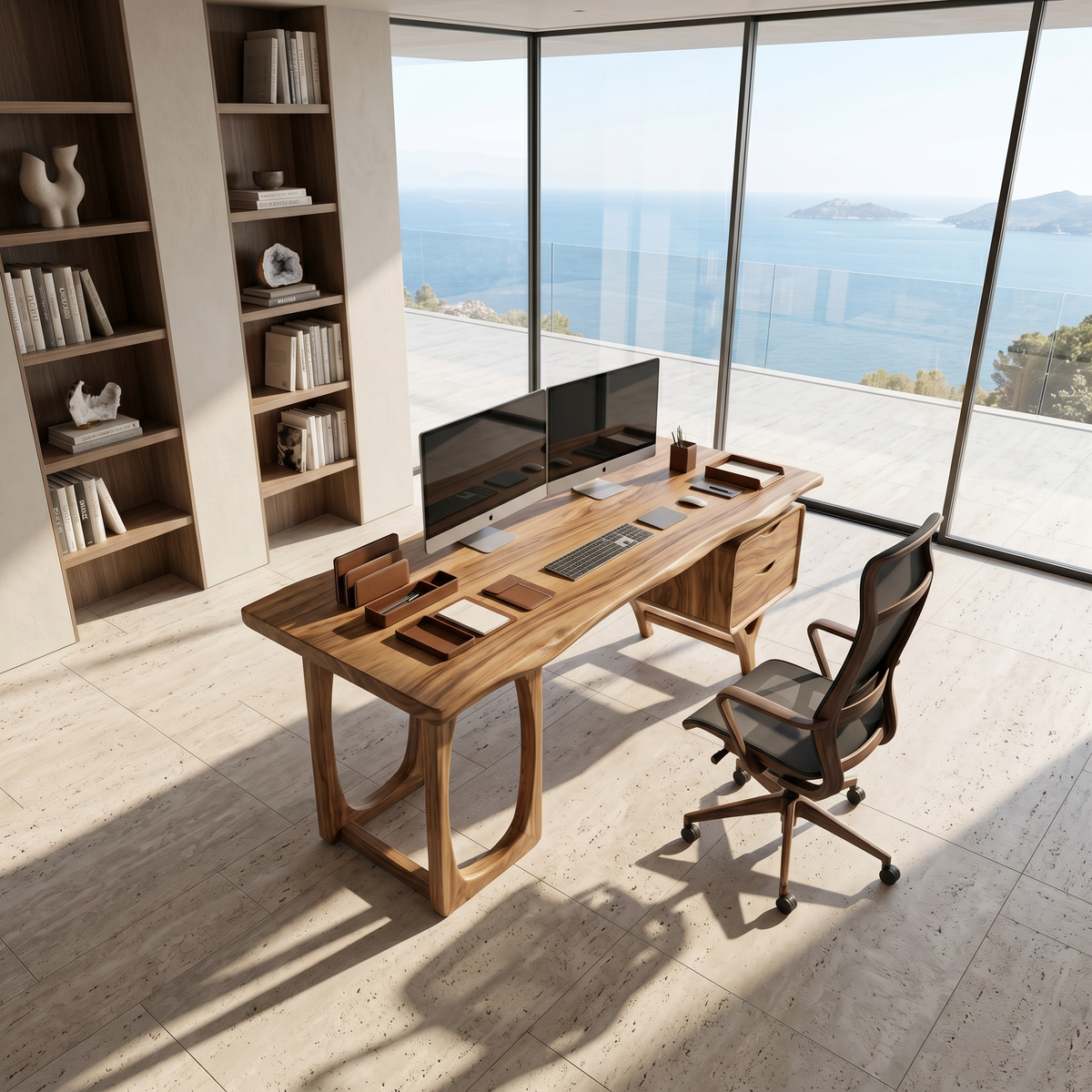 Organic Dual Pedestal Executive Desk Luxury Office