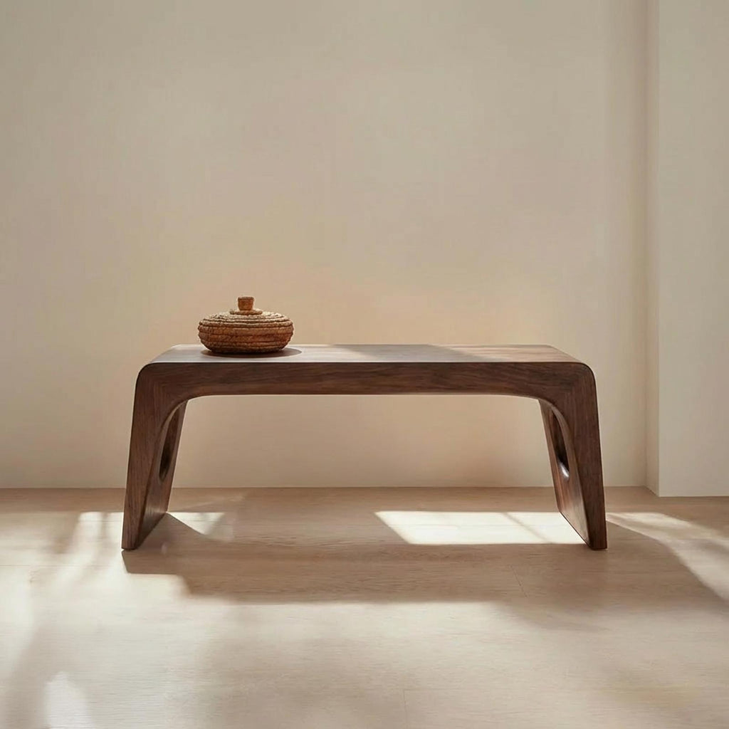 Spry Interior Rustic Minimalist Sculptural Bench, Solid Wood Entryway & Living Room Seating Bench, SINLSARS080