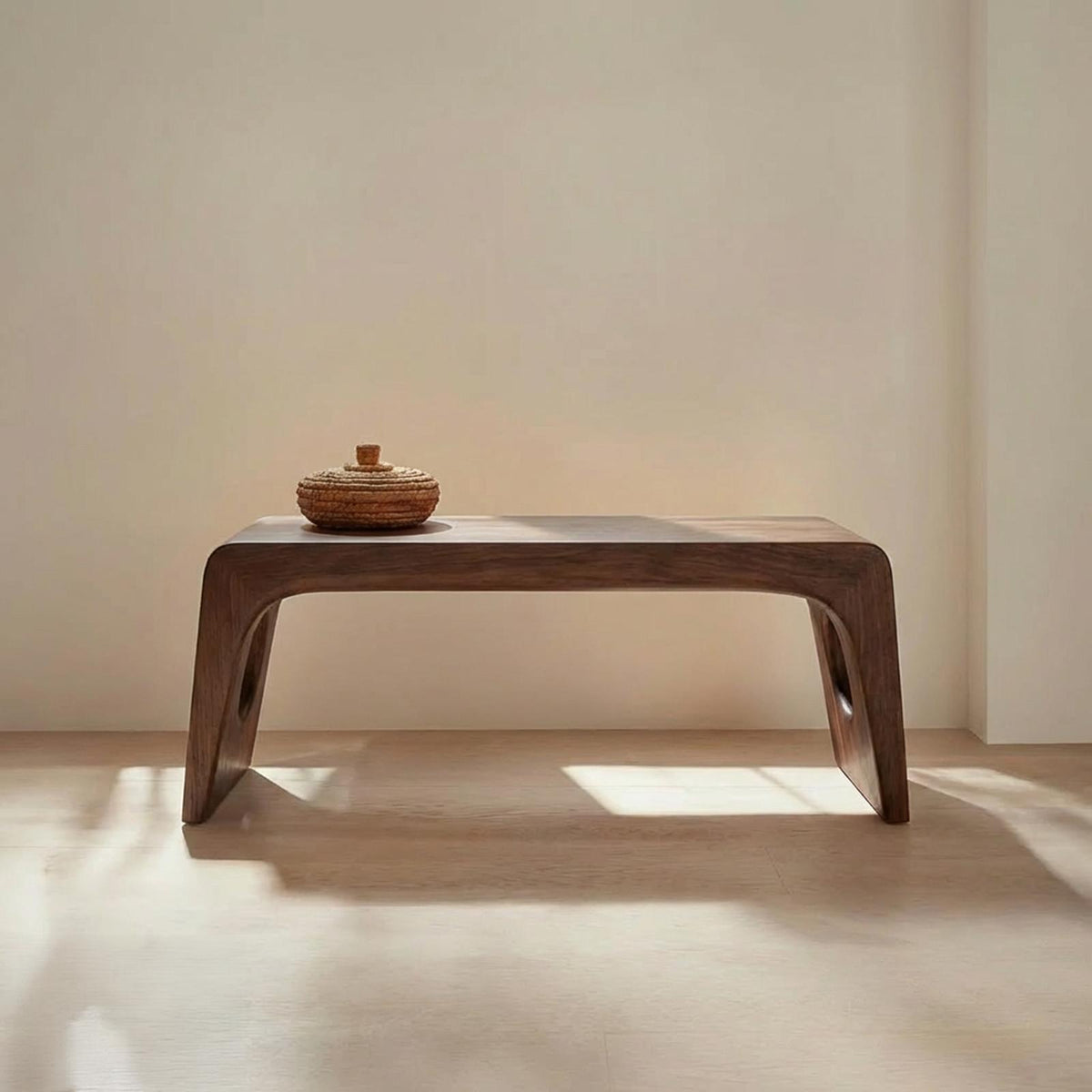 Spry Interior Rustic Minimalist Sculptural Bench, Solid Wood Entryway & Living Room Seating Bench, SINLSARS080