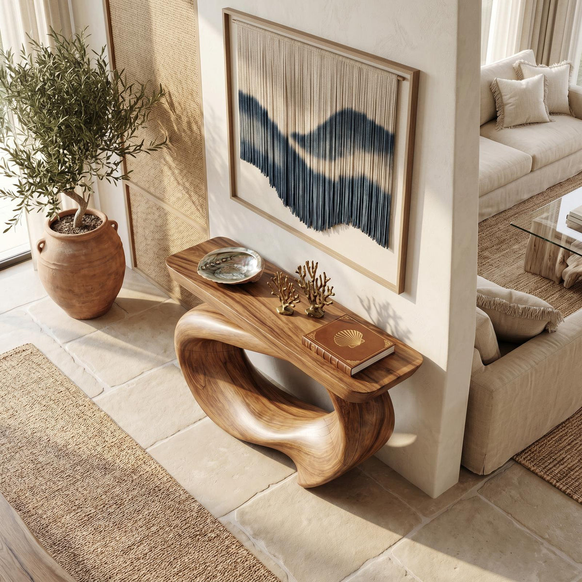 Rustic Live Edge Console Table Entryway Design