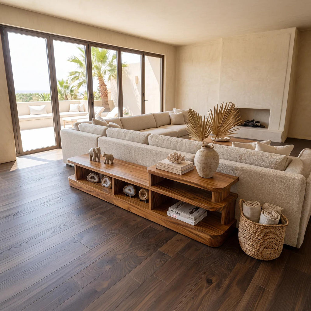 Organic Open Shelf Console For Modern Living Room