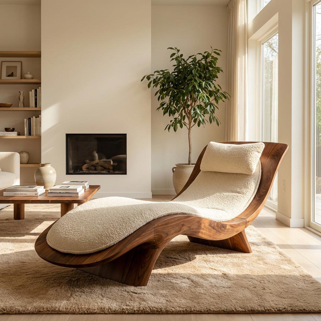 Contemporary Natural Wood Lounge Chair, Modern Living Room Accent Armchair, Mid-Century Reading Easy Chair