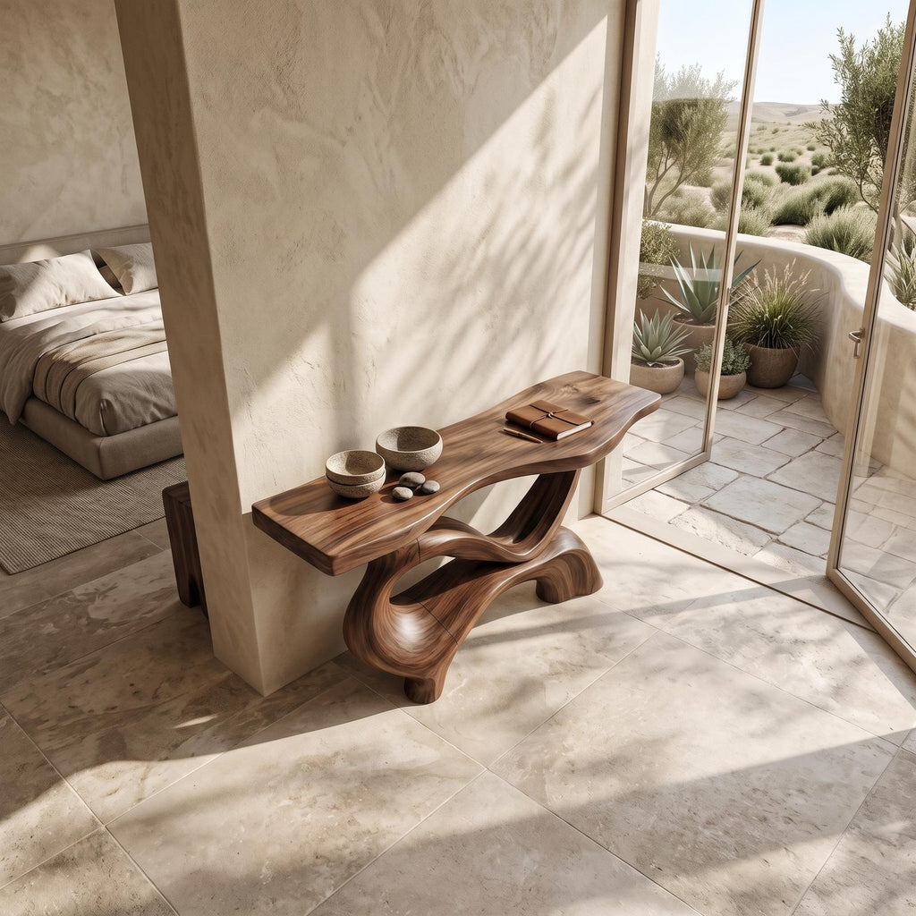 Contemporary Sculptural Base Console Table Modern Hallway SILDTTRCS087