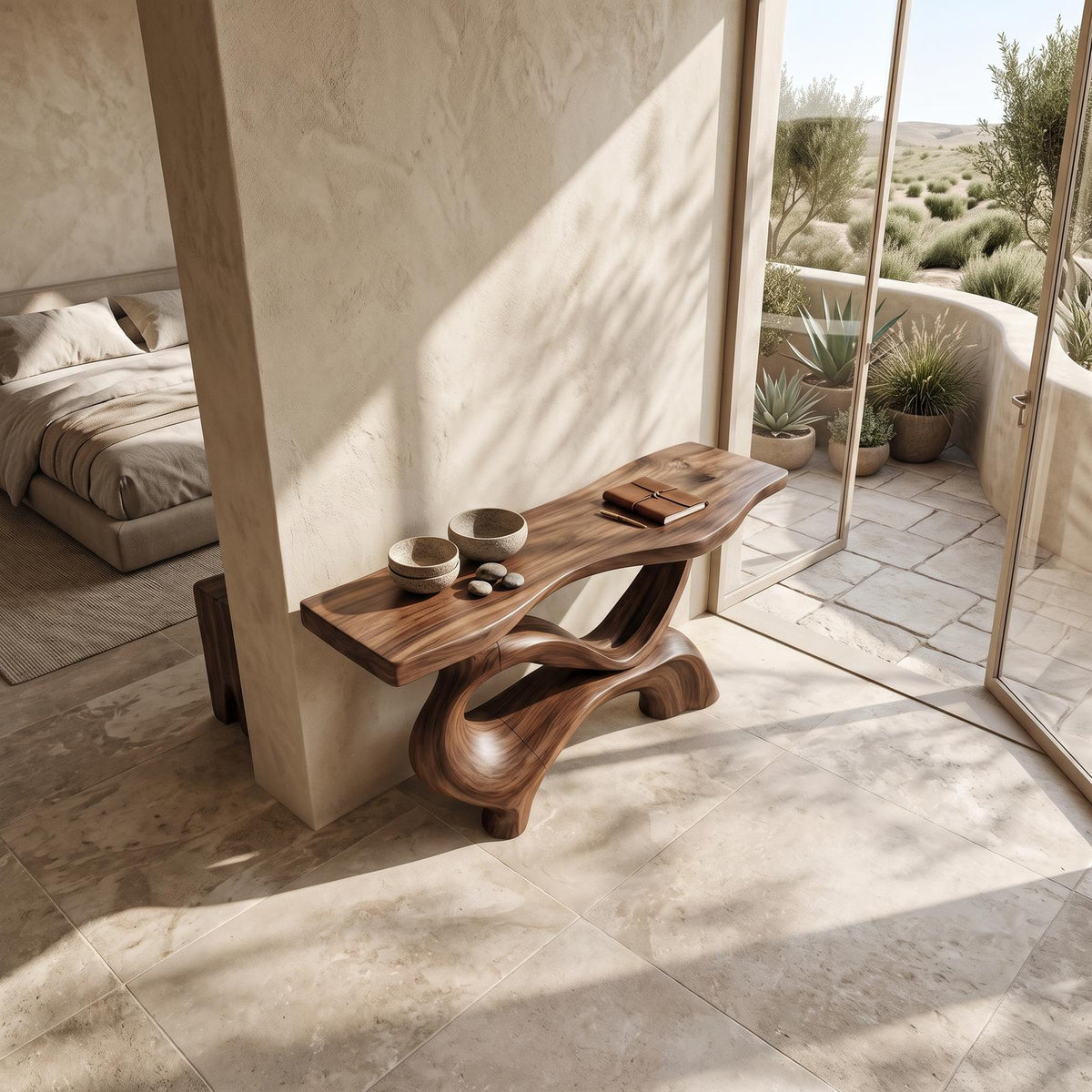 Contemporary Sculptural Base Console Table Modern Hallway SILDTTRCS087