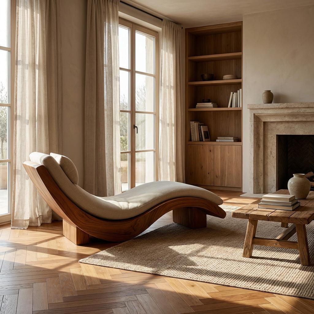 Minimalist Natural Wood Lounge Chair, Modern Timber Reading Armchair, Accent Seating for Bedroom Living Room