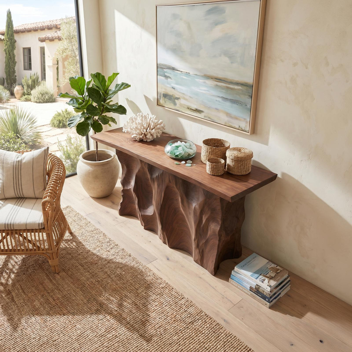 Minimalist Raw Edge Hall Table For Apartment Entryway Space