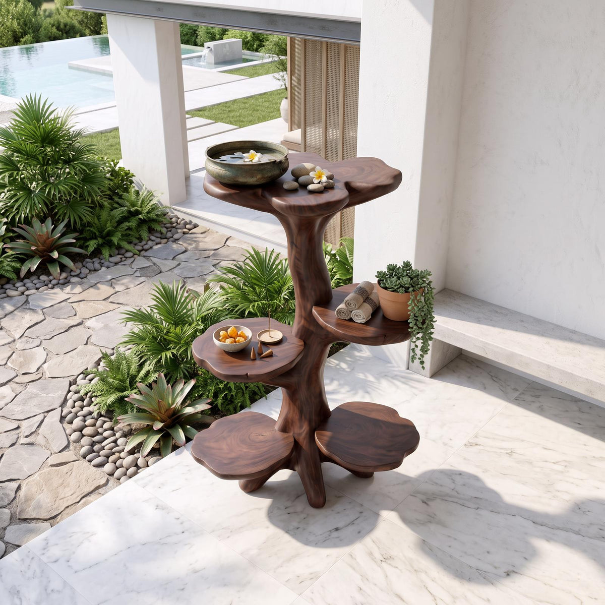 Organic Sculptural Tree Plant Stand Multi Tier Display For Patio Garden SINLSAPT021