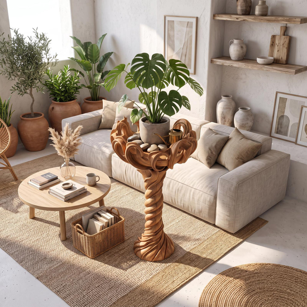 Modern Indoor Plant Stand With Organic Branch Silhouette For Living Room And Office SINLSAPT017