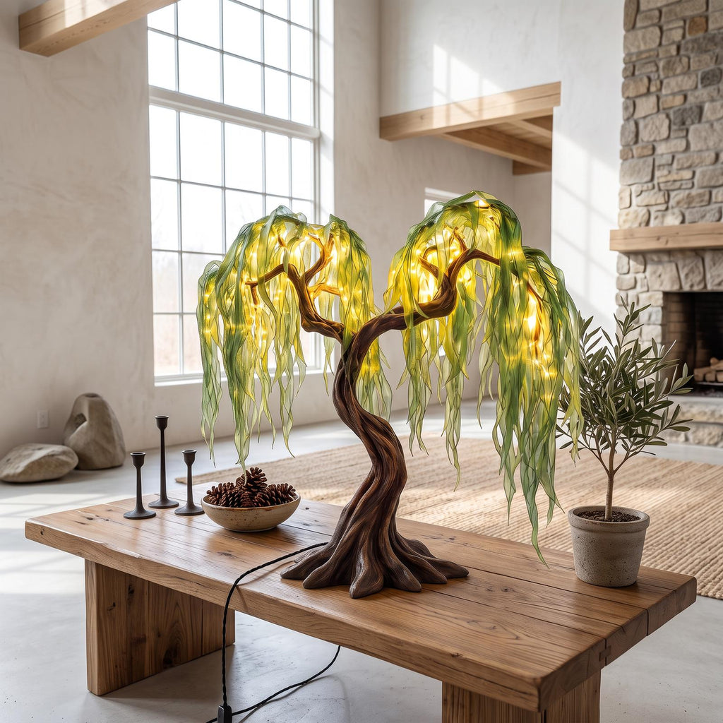 Rustic Fairy Light Tree Table Lamp For Nightstand