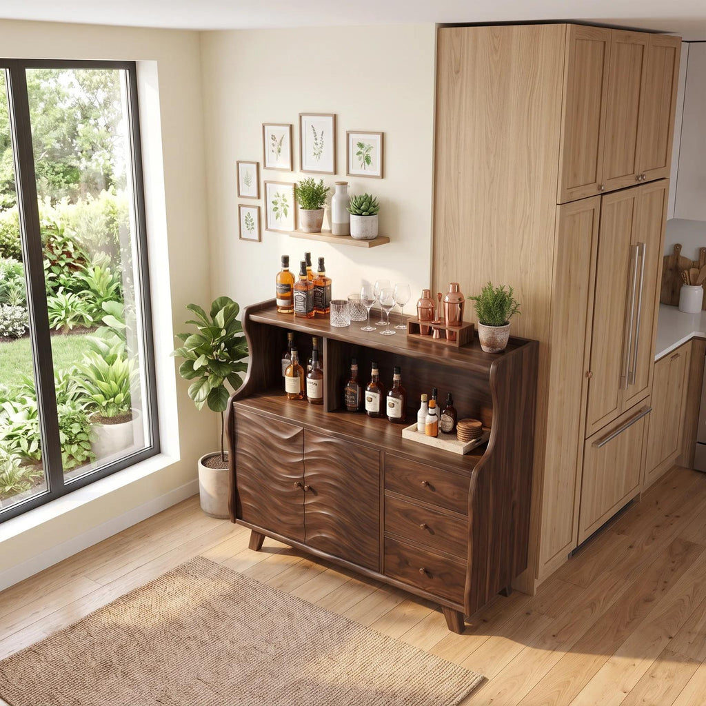 Mid Century Liquor Cabinet with Storage Living Room