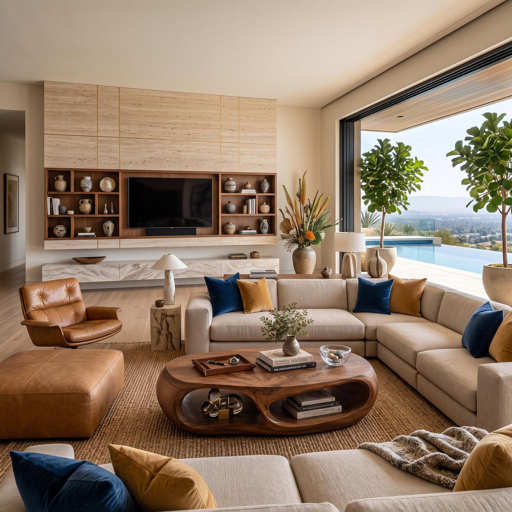 Handcrafted Wooden Coffee Table with Flow Legs, Unique Modern Organic Center Table for Living Room, Model