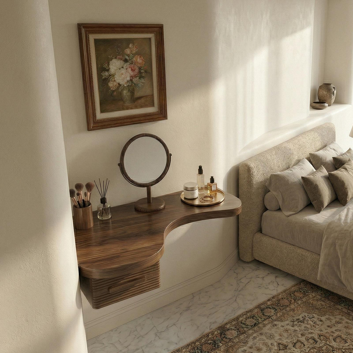 Modern Floating Dressing Table Space Saving Corner Form Bedroom SINLSABDT064
