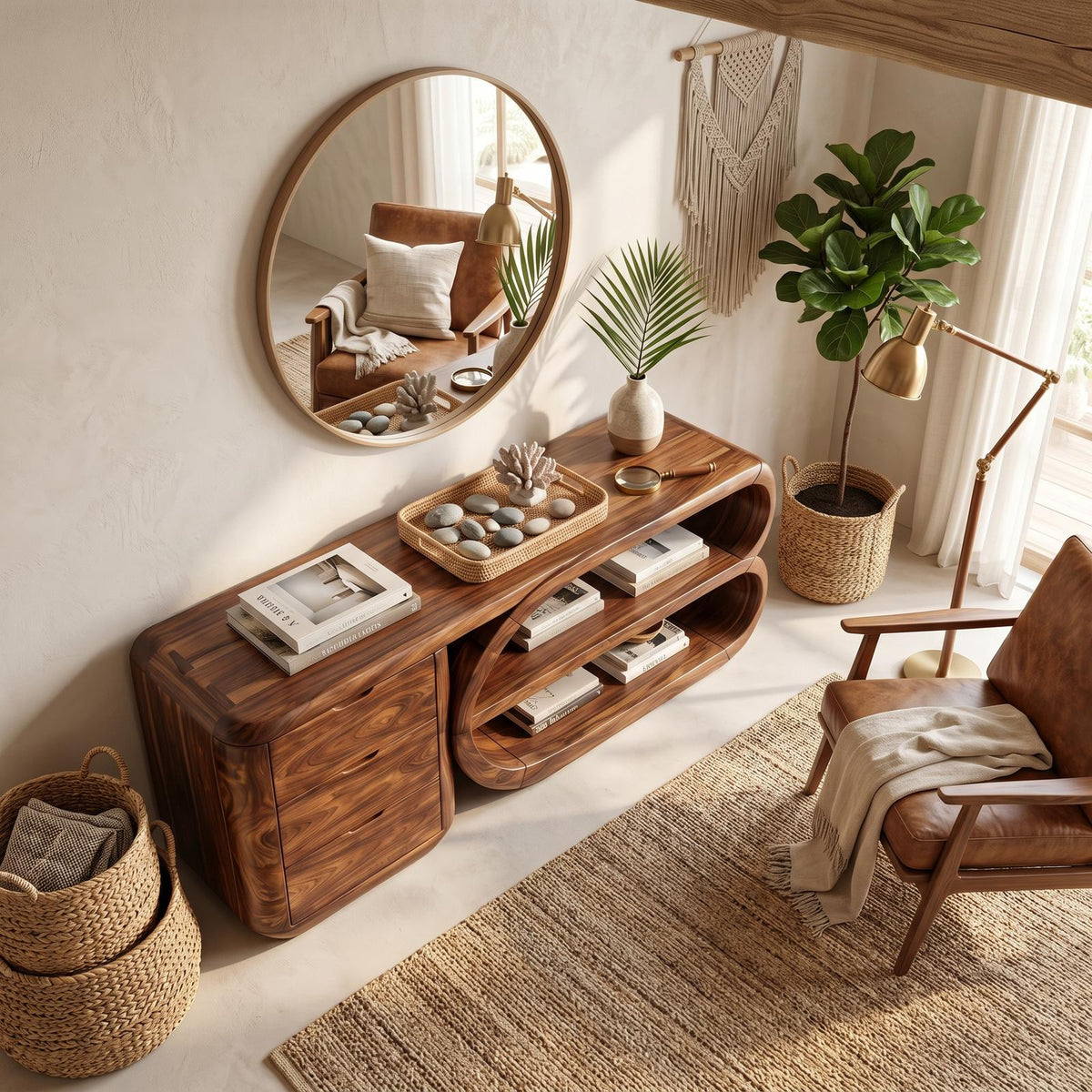 Organic Geometric Console Table Luxury Entryway