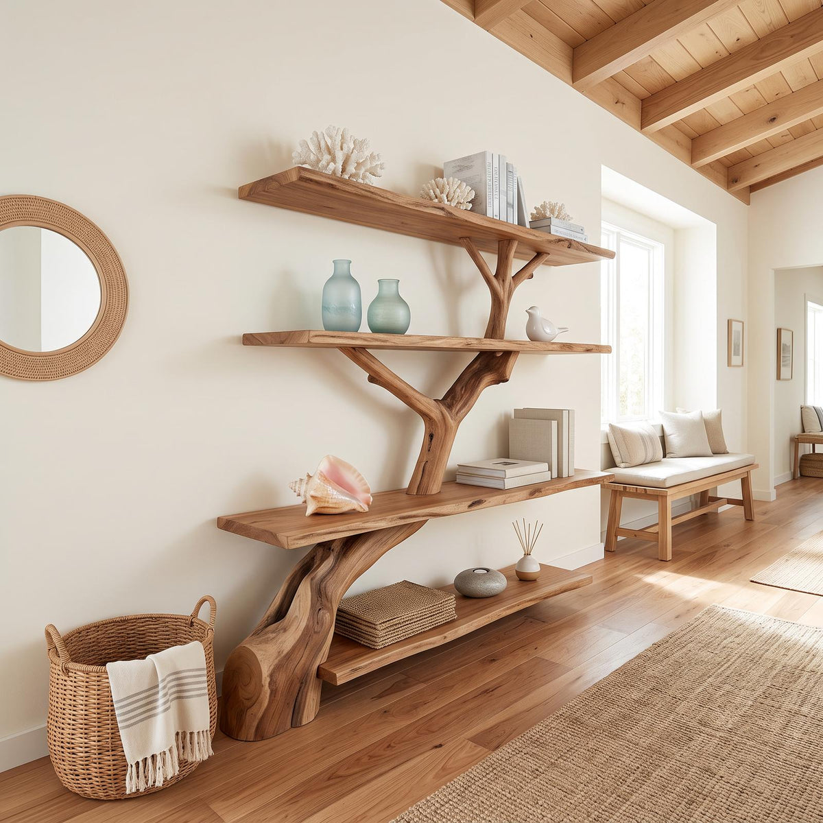 Rustic Tree Shelf Entry Living Room