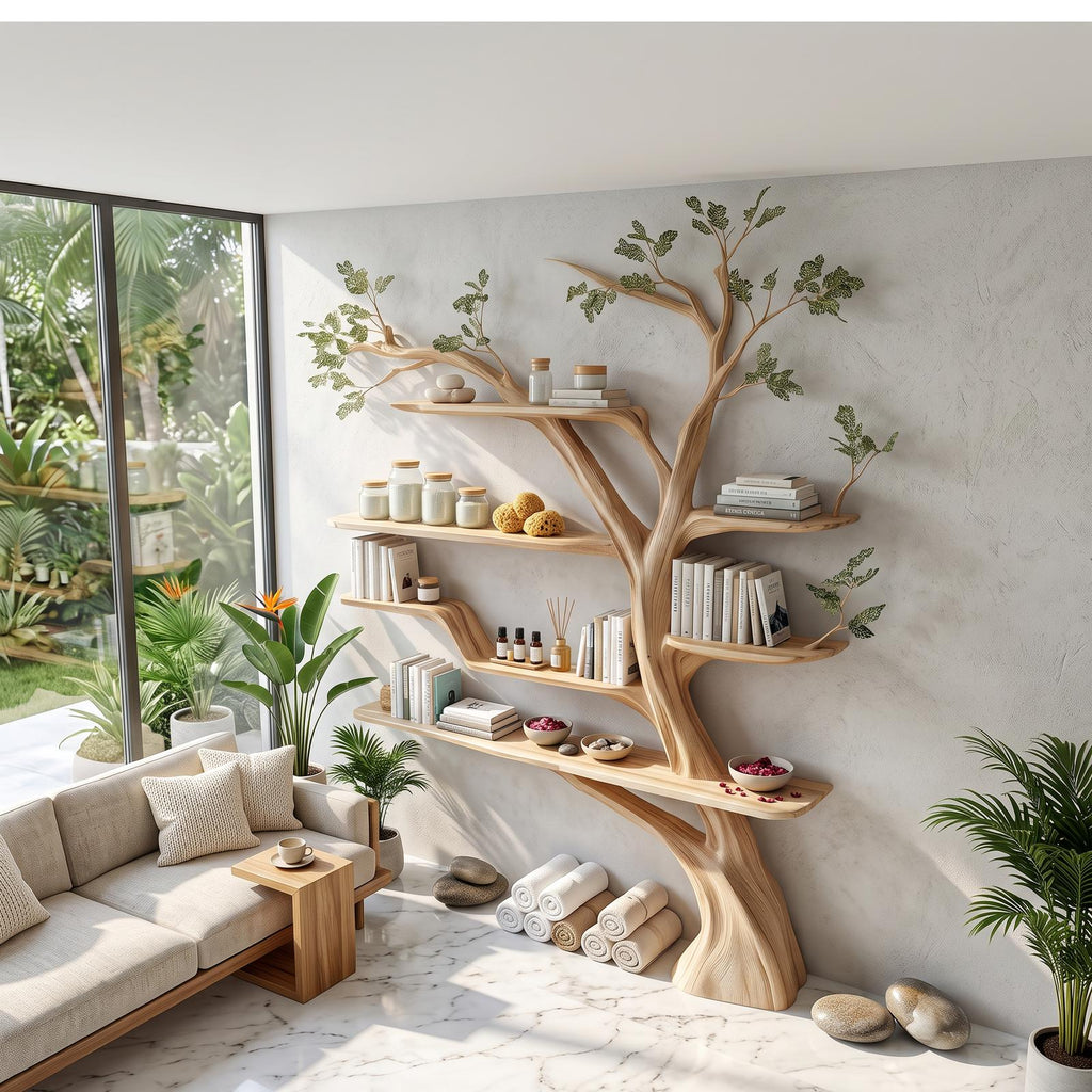Rustic Book Tree Shelf Home Office