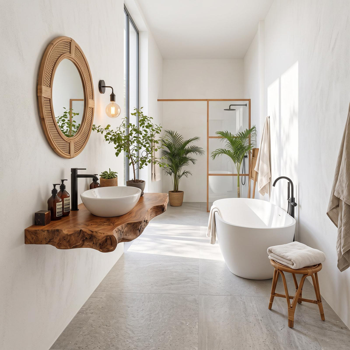 Wooden Floating Vanity With Live Edge For Bathroom SILDTTRBAS033