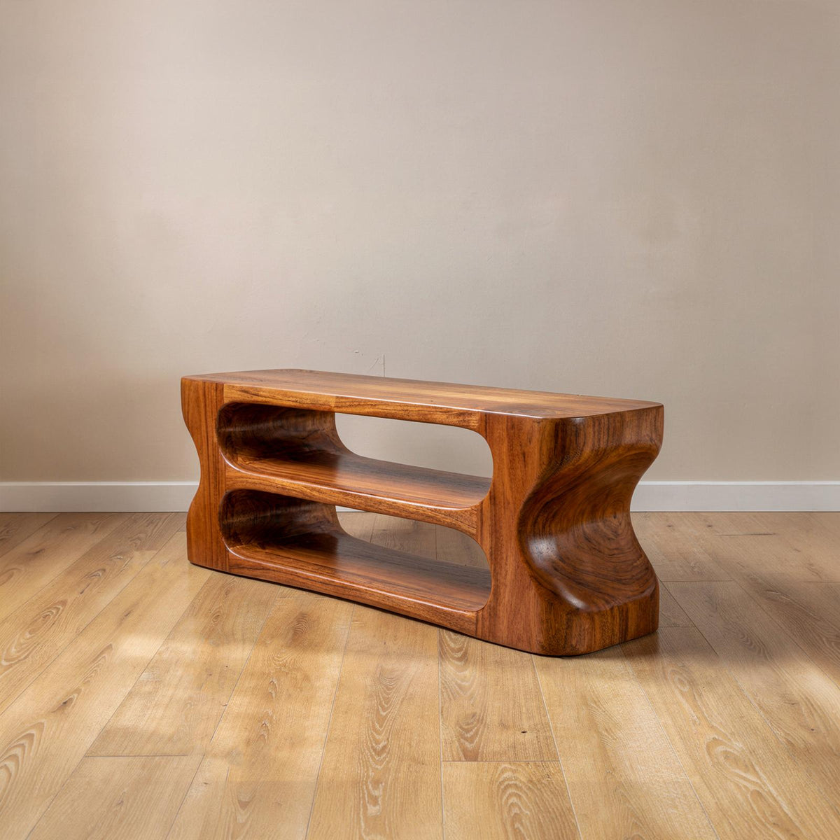 Spry Interior Rustic Sculptural Bench, Solid Wood Handcrafted Live Edge Entryway Bench, Living Room Dining Accent Seating, SINLSARS083