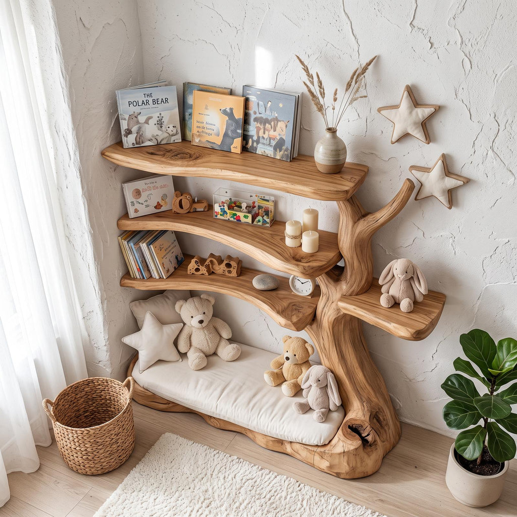 Rustic Tree Bookshelf Nursery Cozy Reading Corner