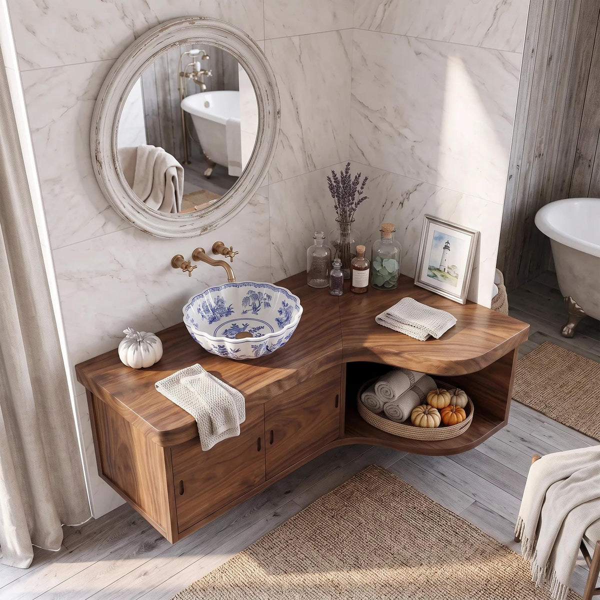 Farmhouse Pumpkin Bathroom Vanity Wellness Room