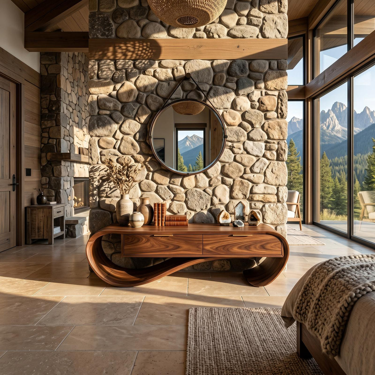 Contemporary Curved Wood Bench with Drawer Storage, Entryway Organizer Bench & Foyer Accent Bench Seating