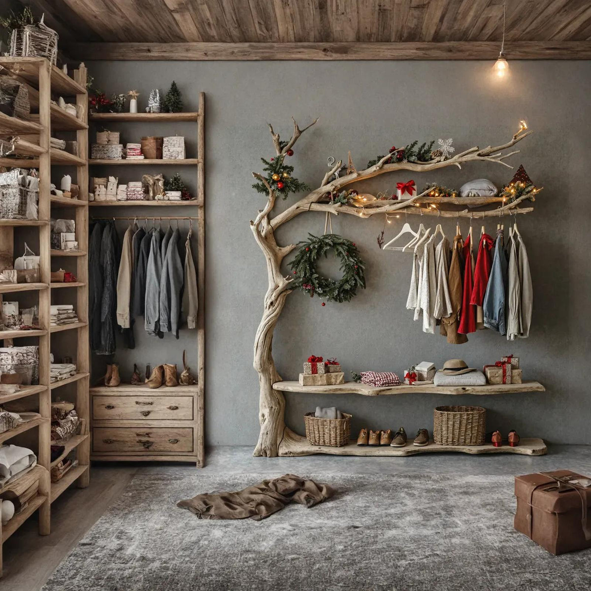 Wall Mounted Coat Rack Driftwood Tree Branch Coat Rack With Shelf