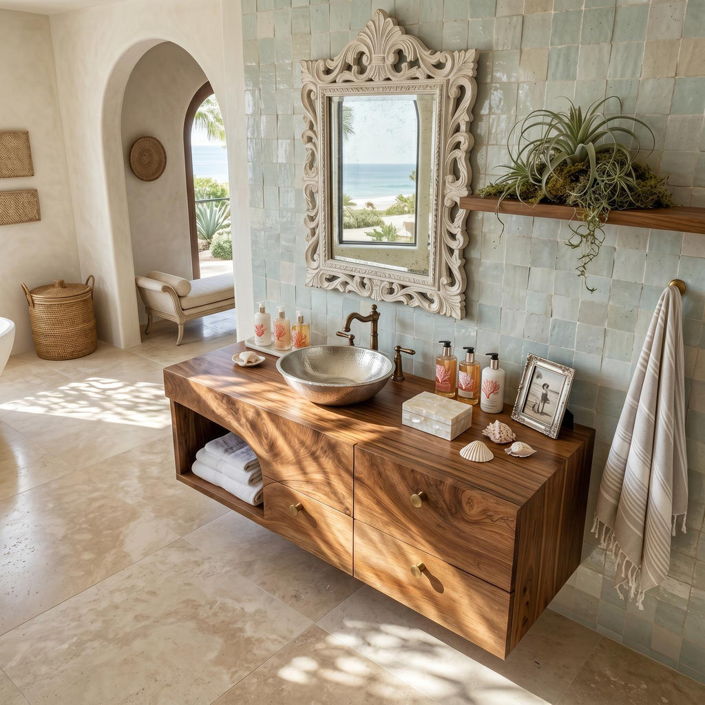 Rustic Floating Vanity For Small Bathroom Renovation SILDTTRBRV021