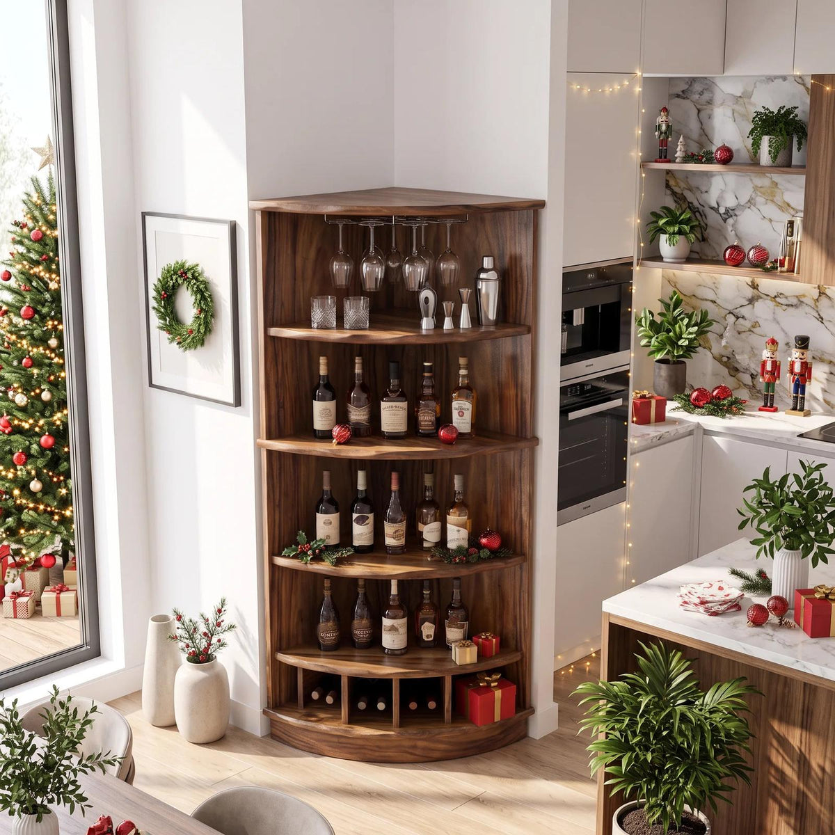 Handcrafted Xmas Corner Wine Cabinet Dining Room