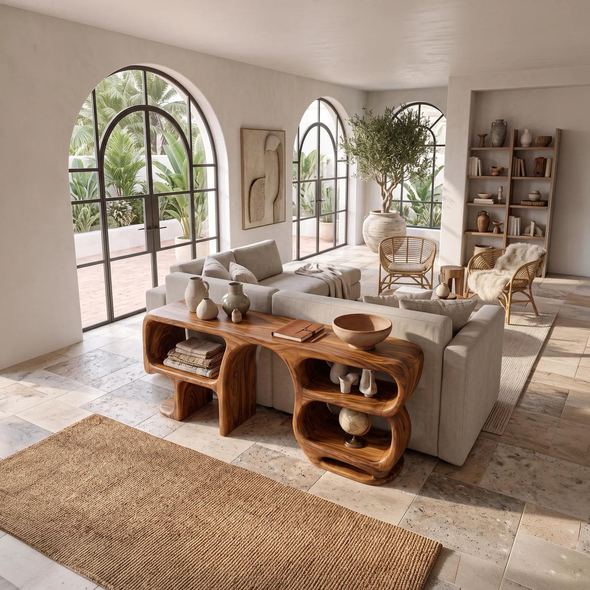 Modern Curved Frame Console For Living Room