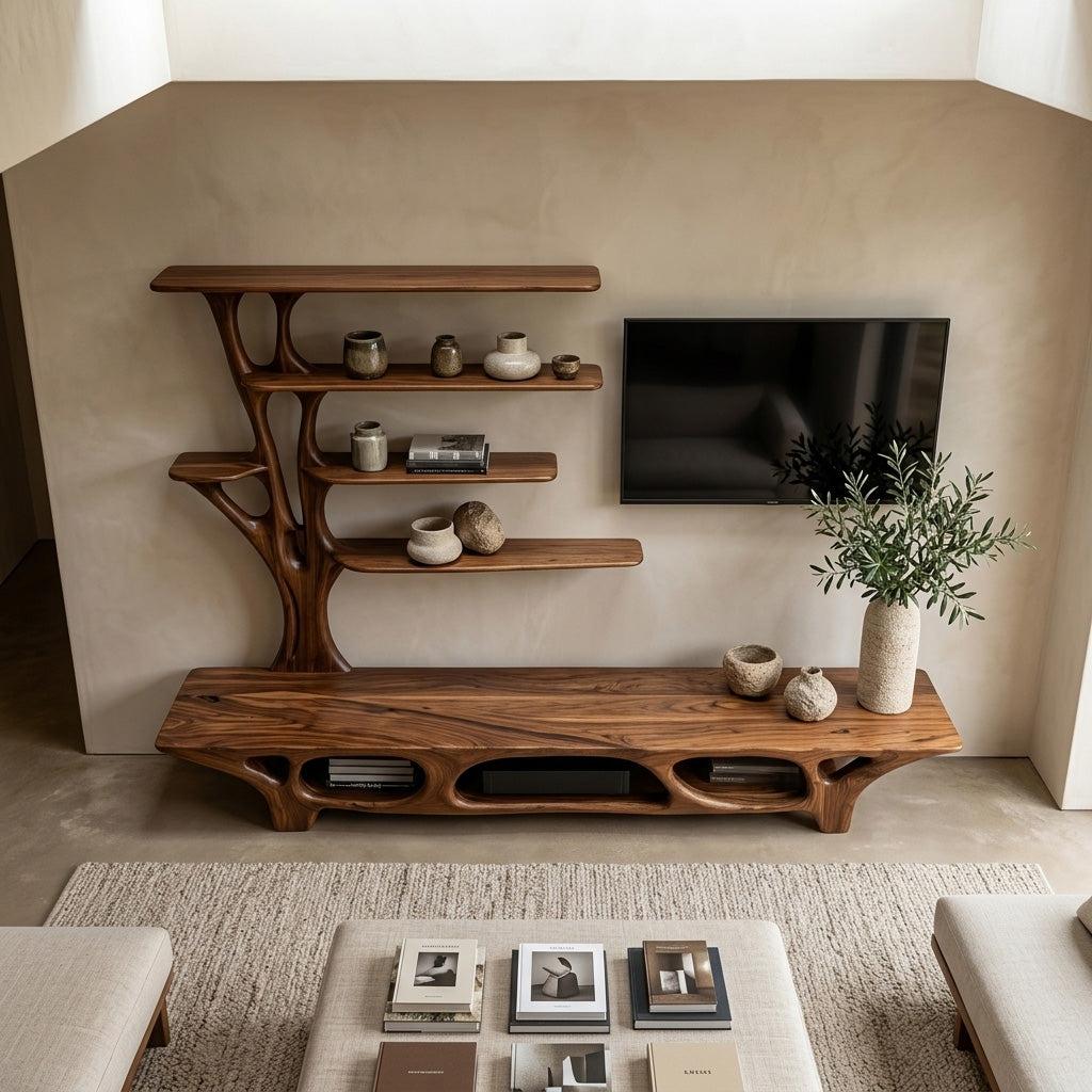 Modern TV Cabinet With Open Storage Compartment For Home Decor