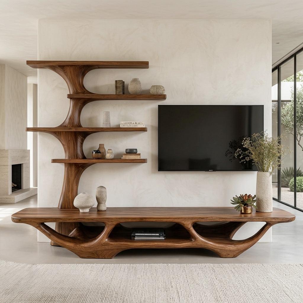 Contemporary Tree Form TV Console For Living Room Decor