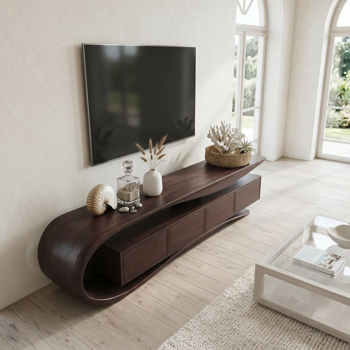 Contemporary Wave TV Console For Living Room
