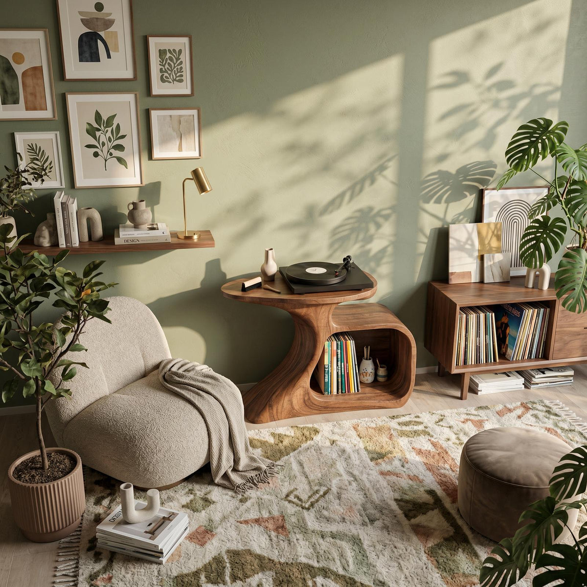 Handcrafted Record Stand Artisan Living Room Decor