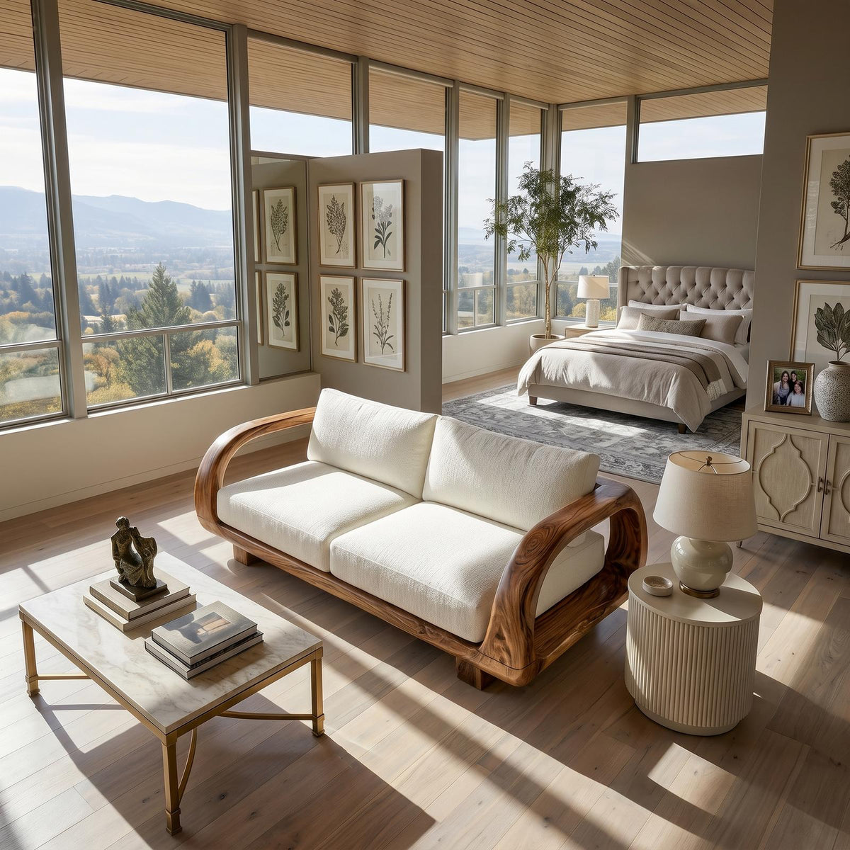 Modern Sculptural Wooden Sofa Contemporary Penthouse Living Room SILDTTRSFA001