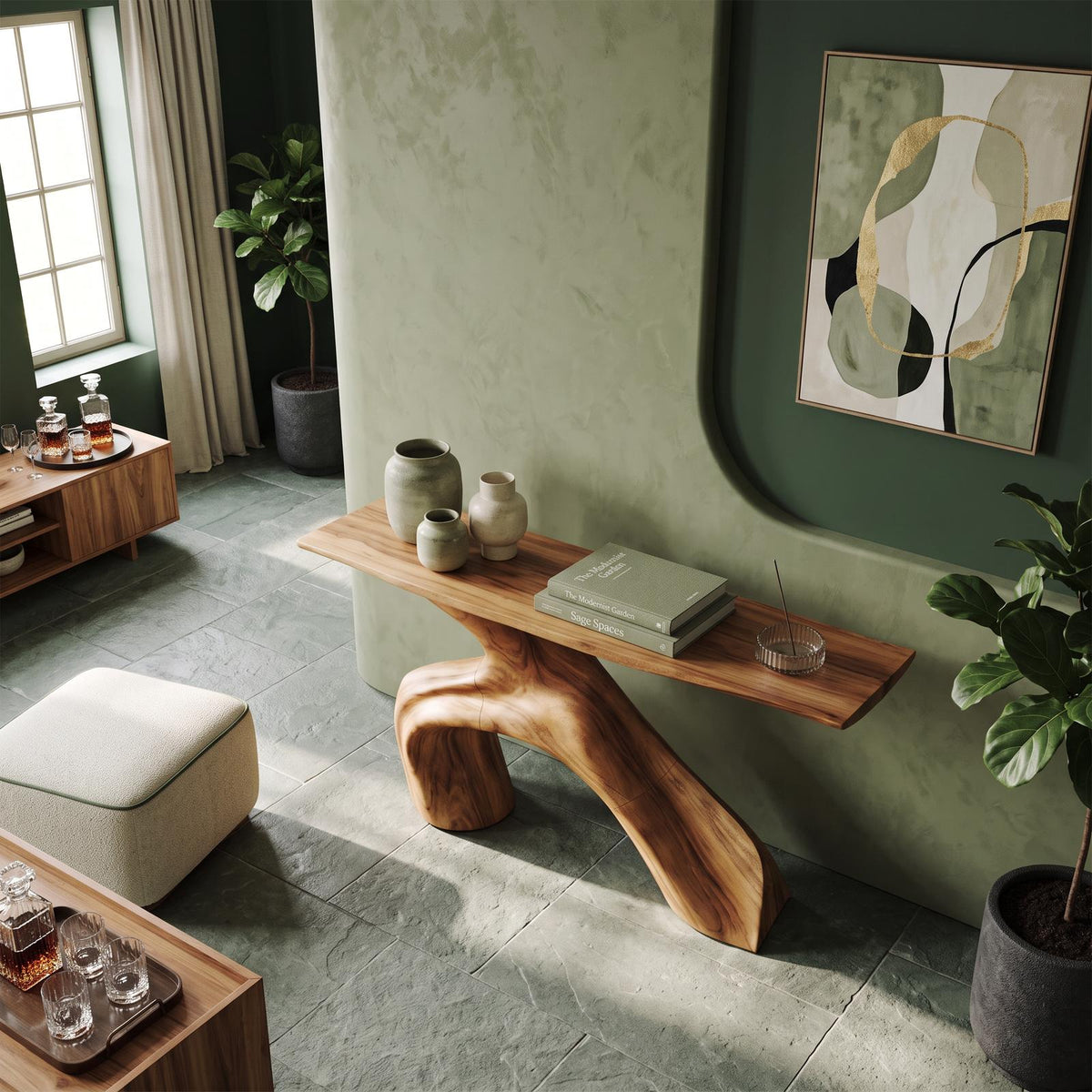 Farmhouse Live Edge Console Table Entryway Decor
