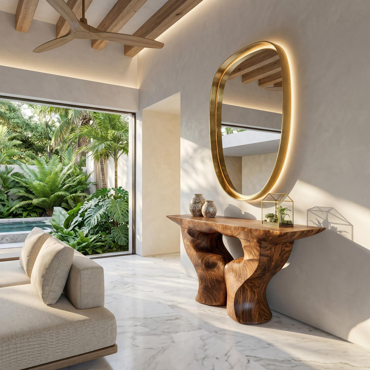 Organic Console Table, Nature Inspired Artistic Root Wood Entryway Table for Foyer & Living Room