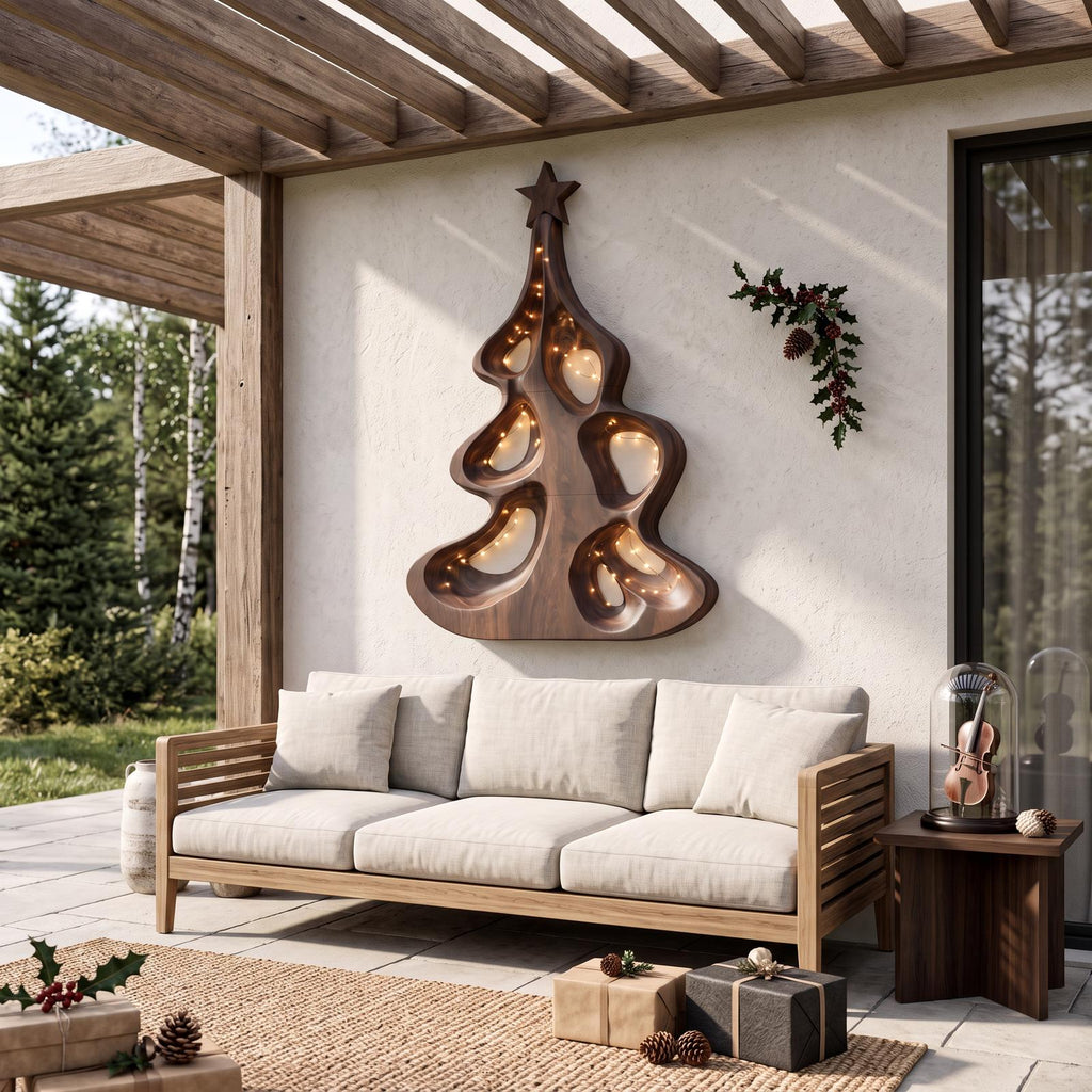 Modern Christmas Wall Decor With Artistic Hollow Tree Form For Entryway