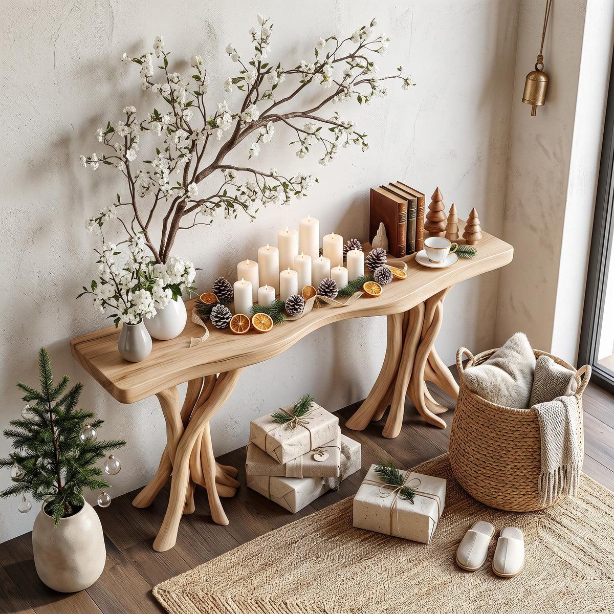 Driftwood Console Table Organic Wood Rustic Art Gift