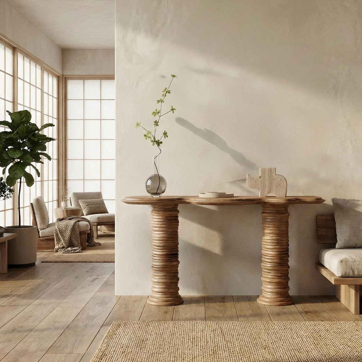 Rustic Console Table, Solid Wood Narrow Sofa Table for Entryway, Living Room & Hallway